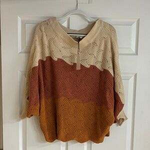 ANDREE BY UNIT Colorblock Knit Sweater - Cream, Rust, Mustard